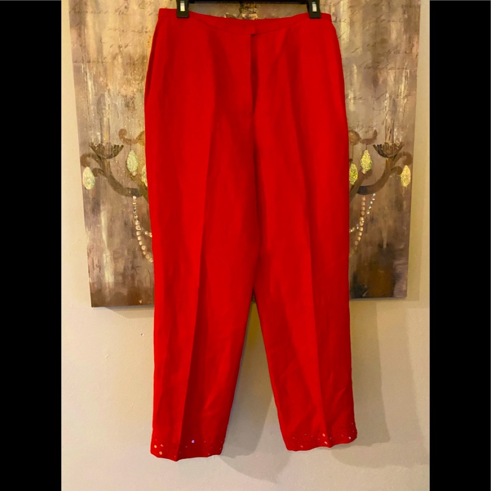 Euc Sigrid Olsen Linen Sequin Cuffed Pants - image 1